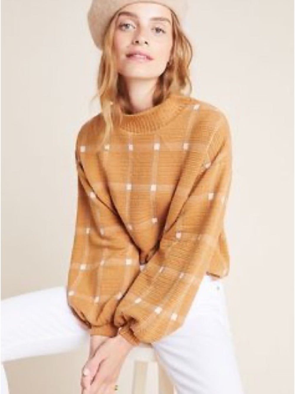 PORRIDGE BONNIE BALLOON-SLEEVED MOCK NECK SWEATER
